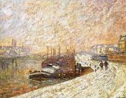 Armand guillaumin Barges in the Snow oil painting reproduction
